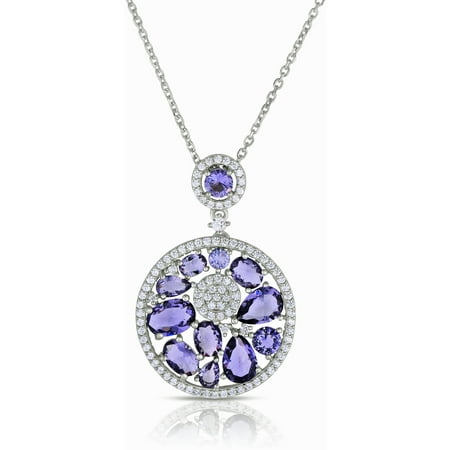 Purple and White CZ Sterling Silver Pendant