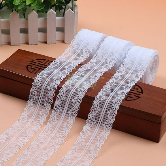 Clispeed White Lace Trim Rolls for Elegant Dress and Fancy Dress Embellishment 15 Meters Each