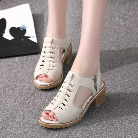 

Women s Block Heel Sandals Chunky Heel Ankle Strap Shoes Block Dress Sandals Platform Open Toe Ankle Strap Zipper Back Chunky Heel Sandals for Party Dress Pumps Shoes