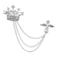 thumbnail image 2 of Segolike 5xMen's Crown Brooch Hanging Chains Lapel Pin for Dress Boyfriend Father Gift Argent, 2 of 8