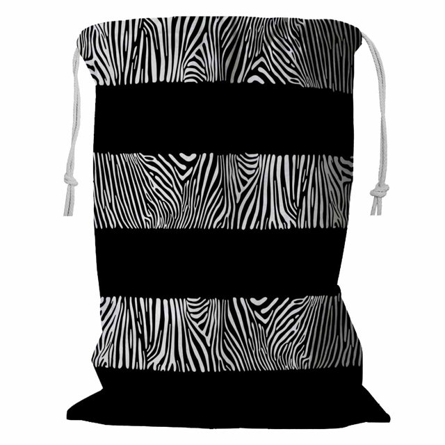 Bolsa para la colada ABPHQTO con cesto de almacenamiento negro de cebra a rayas 45x60 cm