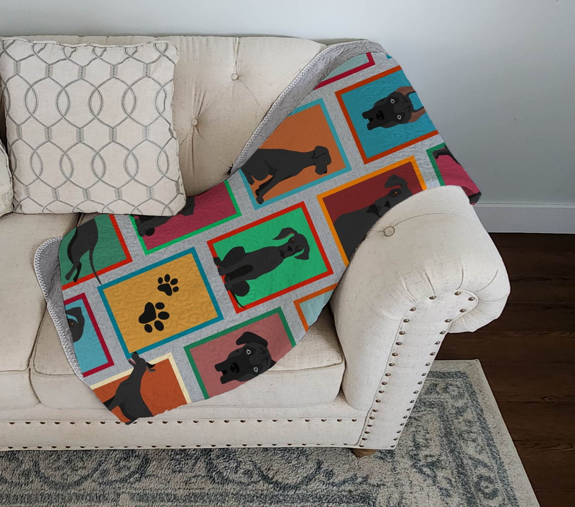 Lots of Black Great Dane Quilted Blanket 50x60 50 in x 60 in