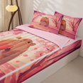 thumbnail image 3 of Manfei Sweet Cherry Blossoms Print Zipper Twin Comforter Sets with Fitted Sheet and 2 Pillowcases,Lovely Capybara Zipper Bedding Set,Pink,Pink Reversible,4pcs, 3 of 8