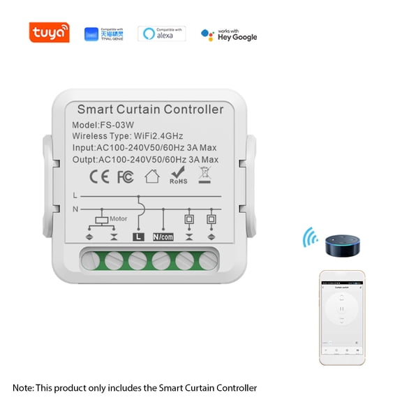 Smart Curtain Controller Tuya APP WiFi Smart Switch Module for Home Hotel Apartment Office Smart Curtain Opener Voice Control Support Shared Devices Smart Timing Function