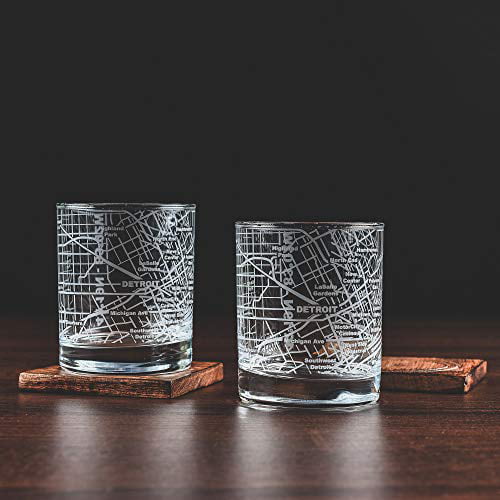 Single Glass Greenline Goods Whiskey Glasses – Etched Ohio State Campus Map Game Day Old Fashioned Rocks Glasses - 10 Oz Tumbler Gift