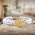 thumbnail image 4 of Pulsera de piedra howlita blanca natural para mujer, yoga bohemia, árbol de la vida infinito, joyería trenzada hecha a mano para hombres, 4 of 5