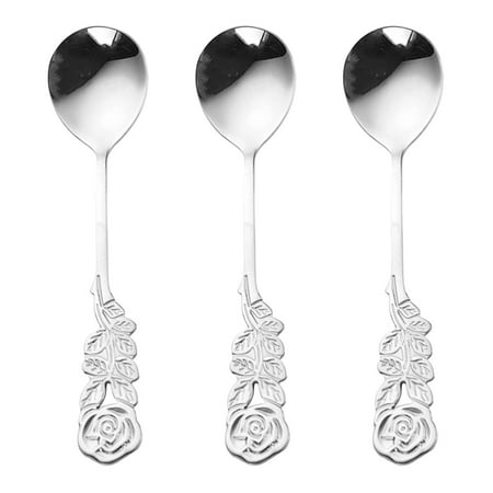 

HOMEMAXS 3pcs Stainless Steel Mini Coffee Spoon Dessert Spoon Cake Spoon Mirror Surface for Home (Silver)