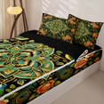 thumbnail image 3 of jejeloiu Vibrant Mandala Zipper Twin Comforter Sets with Fitted Sheet and 2 Pillowcases For Men Women,Peacock Pattern Zipper Bedding Set,Multi Black,Black Reversible,4-Piece, 3 of 7