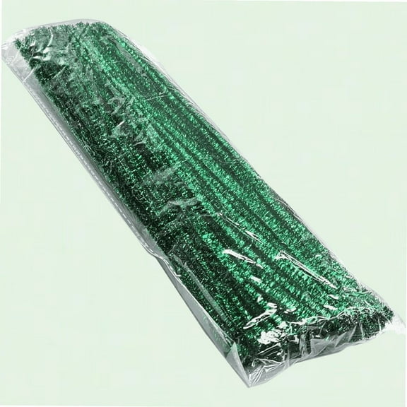 Pack of 50 Green Sparkle Craft Pipe Cleaners - 30cm Length, 6mm Diameter