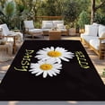 thumbnail image 2 of White Daisy Outdoor Rug for Patio/Deck/Porch, Non-Slip Large Area Rug 6 x 9 Ft, Spring Hello Daisy Floral Black Indoor Outdoor Rugs Washable Area Rugs, Reversible Camping Rug Carpet Runner, 2 of 8