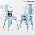 thumbnail image 3 of CL.HPAHKL Dining Chairs Set of 4, Metal Kitchen Chairs 330LBS Weight Capacity, Stackable Indoor Outdoor Chairs for Kitchen Dining Room Café Restaurant Bistro Patio Bar Chairs, Blue, 3 of 7