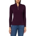 thumbnail image 1 of Jersey Tommy Hilfiger para mujer con cierre 1/4 y cuello redondo, color berenjena, 1 of 3