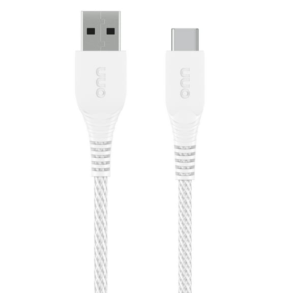onn 10ft USB-C To USB Braided Charging Cable, USB-IF Certified, White - Compatible with iPhone17/ 16/15 Series, Samsung Galaxy, Note, Pixel Devices iPad Pro, & More
