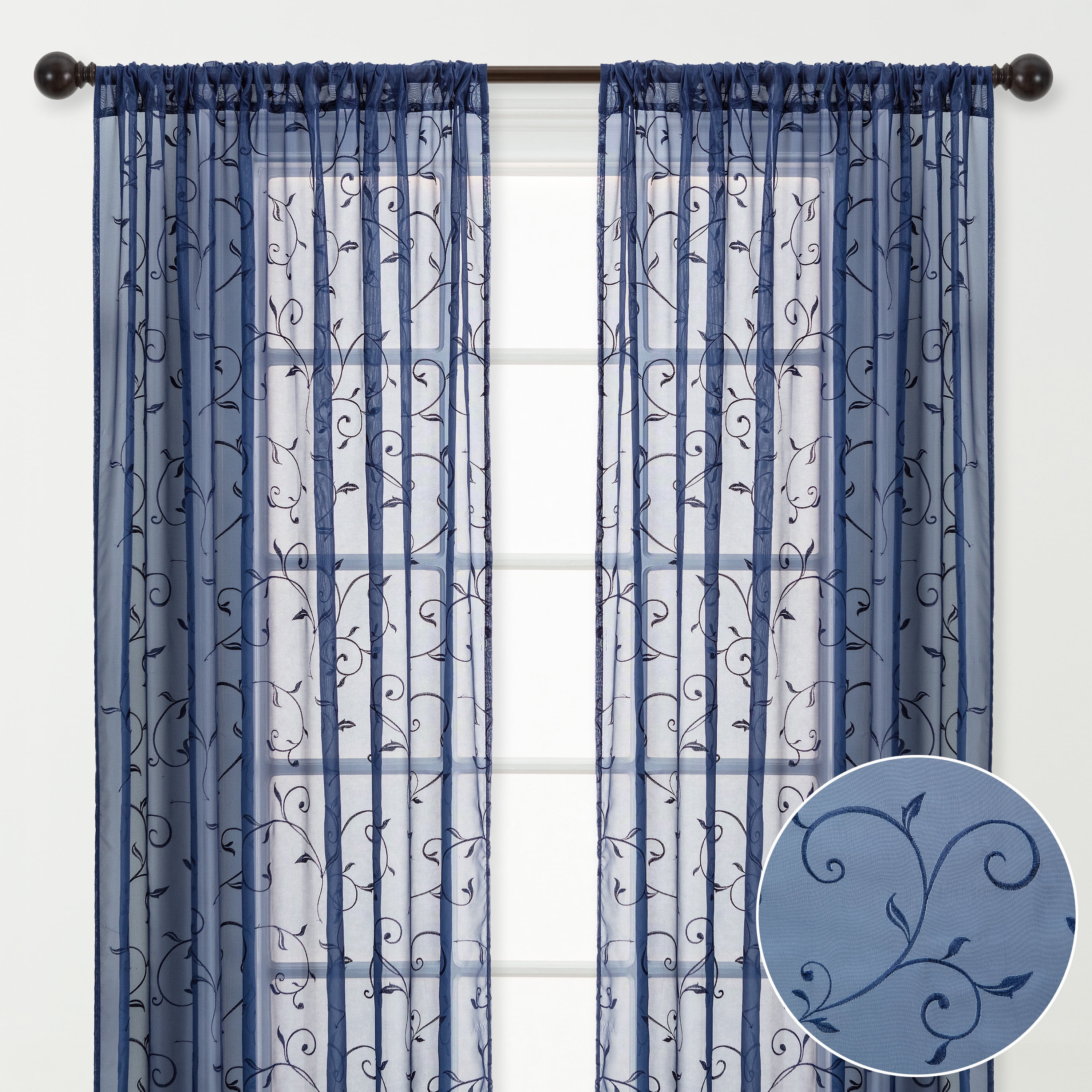 Chanasya Blue Navy Sheer Curtains for Living Room 63 Inch Panels