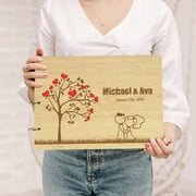 Darling Souvenir Personalized Engraved Laser Cut Wedding Guest Book Wooden Cover Sign-in Book Registry Guestbook Scrapbook-3R