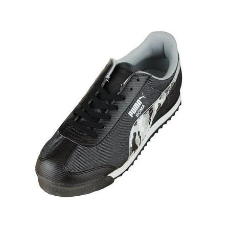 Puma Roma Denim Camo Kids Sneaker Shoes - Black & Gray
