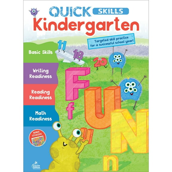 Carson Dellosa Quick Skills: Kindergarten Workbook Grade K (80 pages, 1 sheet stickers)