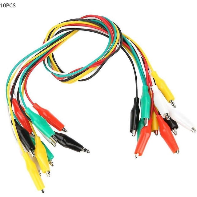 Cables de pinzas de cocodrilo, 10 piezas Cables de 5 colores Prueba y gravedad de cables de pinza de cocodrilo; Juego de pinzas de cocodrilo de 50 cm con dos extremos (hy)