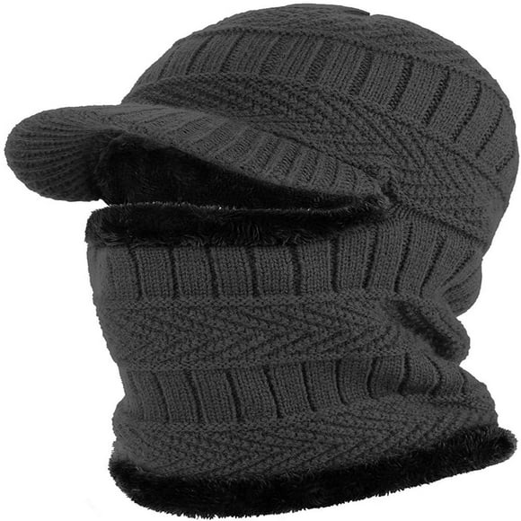Dsseng Unisex Men Women Knitted Balaclava Beanie Hat Winter Neck Warmer Ski Face Cover Neck Gaiter (Black)