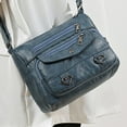 thumbnail image 2 of Stylago Leather Messenger Bags Women's Vintage Crossbody Purses Multiple Zipper Pockets Tote Shoulder Bag with Adjustable Strap Blue, 2 of 7