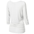 thumbnail image 2 of Thanth Womens Dolman Sleeves V-Neck Solid Shirring Drape Basic Tunic Top, 2 of 4