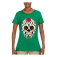 thumbnail image 2 of Wild Bobby Day Of The Dead Sugar Skull Pop Culture Women Graphic Tee, Kelly, Medium, 2 of 5