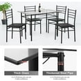thumbnail image 4 of FDW Dining Table Set and Chairs for 4 Dining Set Home Furniture Rectangular Modern Chairs, Metal Legs for Breakfast Nook Kitchen Room (Glass), Black, 4 of 7
