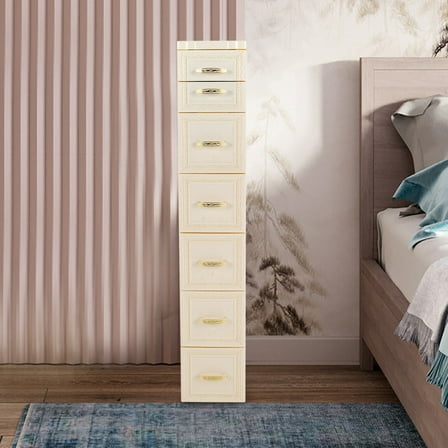 Free Stand Floor Cabinet Storage Organizer w/ 7 Drawers Bathroom Narrow Cabinet