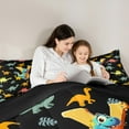 thumbnail image 4 of Manfei Monogrammed Y Twin Bedding Sets 7pcs,Zoo Animal Dinosaur Bedding Comforter Set 7pcs,Black Yellow Sheet Sets,Microfiber Room Decorative Reversible, 4 of 7