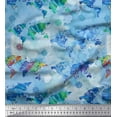 thumbnail image 1 of Soimoi Blue Japan Crepe Satin Fabric Direction Compass & World Map Printed Craft Fabric by the Yard 42 Inch Wide, 1 of 3