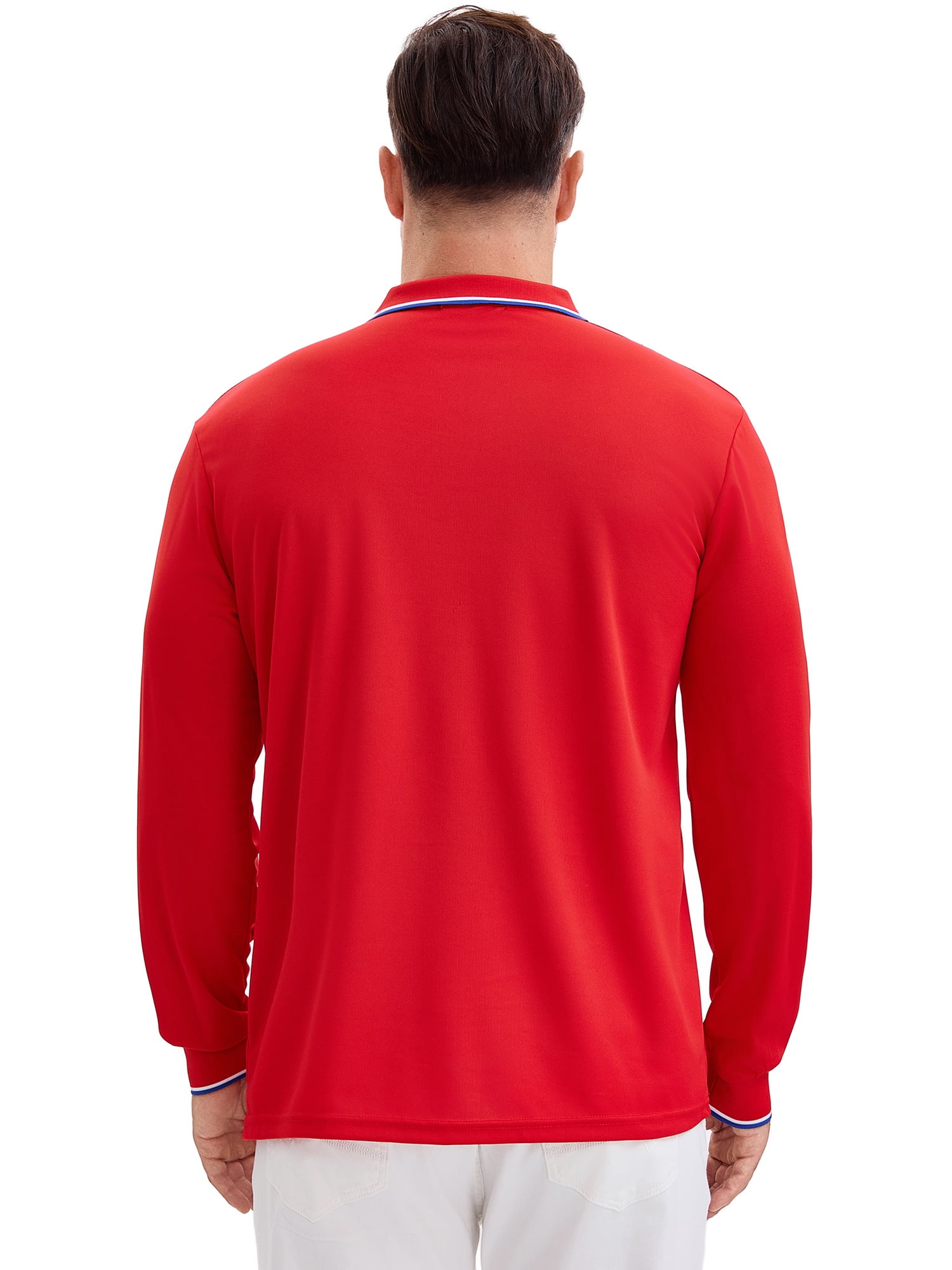 DARING DIVA Men's Classic Regular Fit Long Sleeves Business Golf Polo Shirt M Red