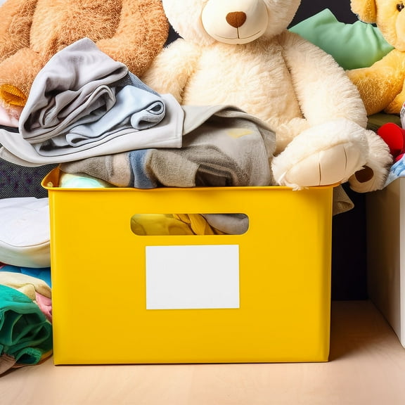 HOOWIFFY 50Pcs White Removable Storage Bin Labels Waterproof and Tear Resistant