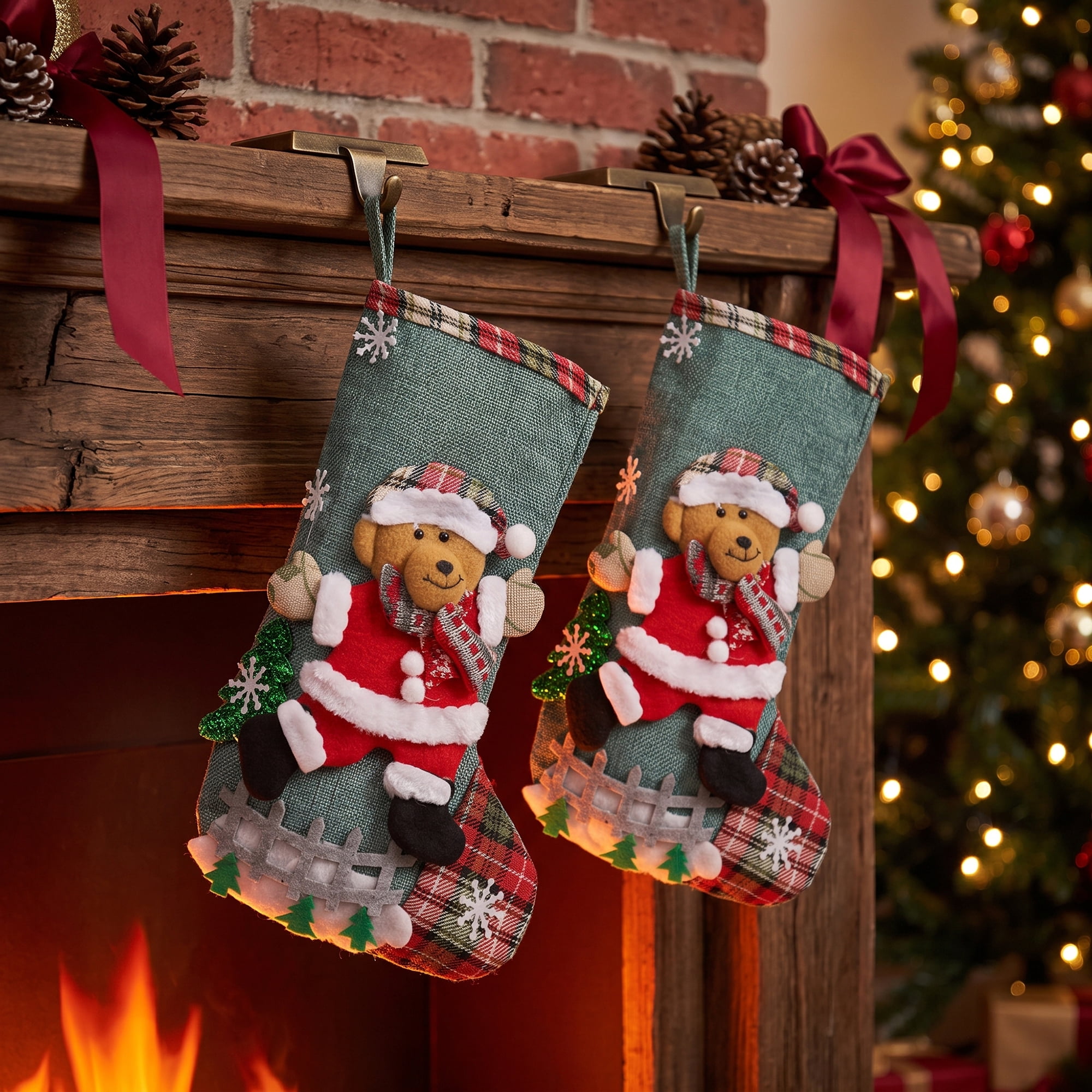 Unique Bargains Whimsical Cartoon Stockings Luxury Tiered Display Accents Bear 12"