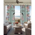 thumbnail image 3 of Turquoise Bunny Easter Black Out Curtains 84 Inch Long for Living Room, Eggs Spring Floral Rabbits Wooden Blackout Curtain Shade Thermal Insulated Window Curtains Grommet Drapes 42"x84" 2 Panels, 3 of 8