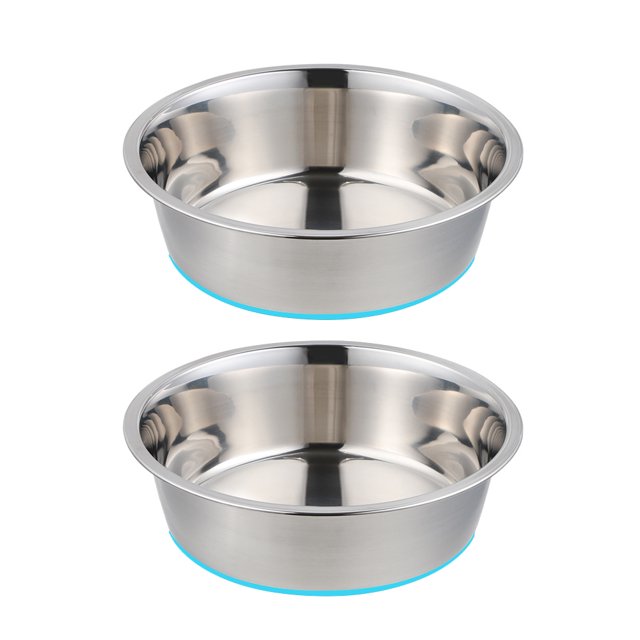 Cuencos para perros de acero inoxidable (paquete de 2) | Parte inferior de goma antideslizante y diseño sin derrames. para mascota grande