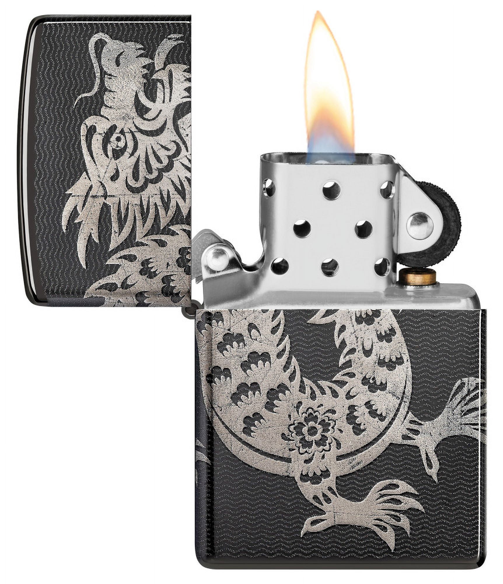 Zippo Lucky Dragon Design High Polish Black Pocket Lighter