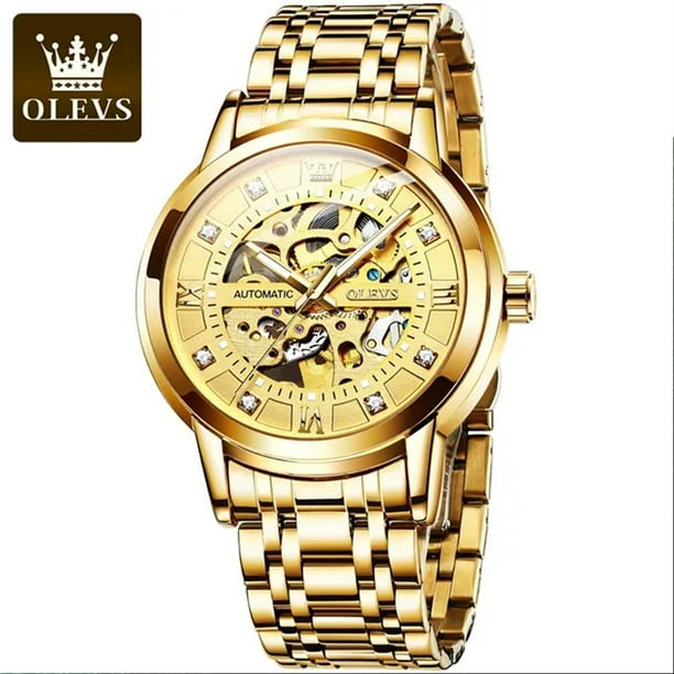 OLEVS Gold Skeleton Men's Automatic Mechanical Watches self Winding