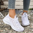 thumbnail image 2 of Rokment Womens Running Tennis Shoes Breathable Mesh Lace up Athletic Memory Foam Walking Trainners Comfortable Casual Fitness Golf Non Slip Work Fashion Sneakers White Size 7.5, 2 of 7