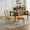 Tan, variant on French Style Dining Chairs Set of 2, Linen Fabric Dining Chair with Rattan Back and Solid Leg, Wooden Farmhouse Side Chairs for Kitchen, Living Room, Tan