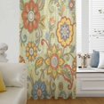 thumbnail image 5 of Gray Green Boho Floral Sheer Curtains 54 Inches Long, Vintage Abstract Art Ethnic Flowers Light Filering Curtains, Breathable Simi Curtain Privacy Drapes for Kitchen Bathroom Small Window Treatment, 5 of 9