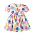 thumbnail image 1 of B91xZ Robe Décontractée en Coton pour Fille, Manches Courtes à Volants, Robe d'Été, Rose 3-4 Ans, 1 of 5