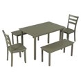 thumbnail image 2 of Paproos 5 Piece Dining Table Set, New Upgraded Wooden Kitchen Table with 2 Dining Chairs and 2 Benches Set, Farmhouse Style Dinette Set Wood Dining Room Table Set for 4-6, Green, 2 of 16