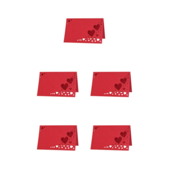 Decodeary 50x Personnaliser les Paramètres de Table avec Coeur Creux Nom Place Cartes Durables Mariage Élégantes Cartes Rouges 5Set