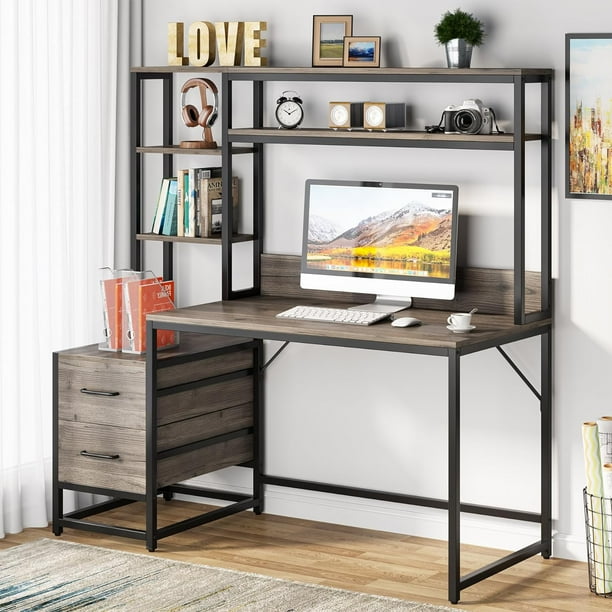 Tribesigns 55 Inch Computer Desk with 2 Drawers and Storage