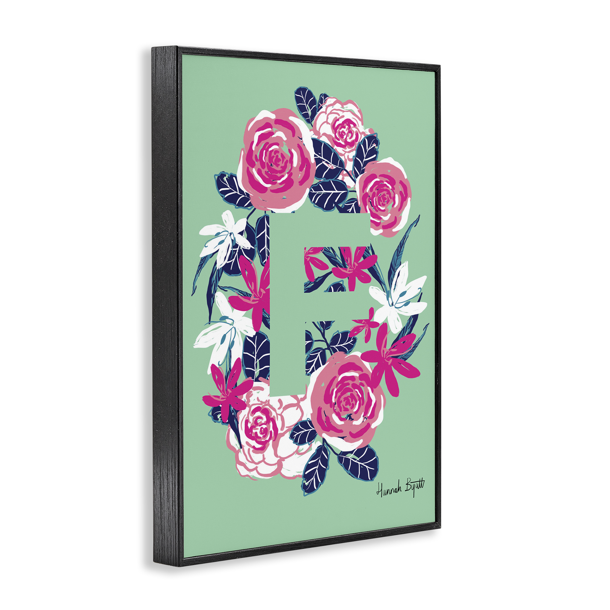 Stupell Industries Floral Bloom Letter F Botanical & Floral Painting Black Framed Art Print Wall Art, 20 x 30