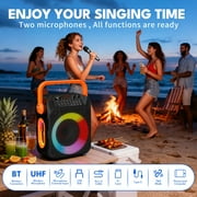 Kivdit Karaoke Machine for Kids Adults , Home Karaoke Speaker System with Dj Lights, 2 Microphones, Portable Bluetooth Speaker for Outdoor Party