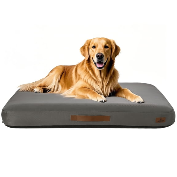 Outdoor Inflatable Dog Bed for Small Dogs, Removable Cover, Waterproof Anti-Slip Pet Mat for Winter & Summer Travel, Rock Grey, 36x27 Inch