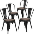 thumbnail image 1 of 4 Pk. Black Metal Stackable Chair with Wood Seat, 1 of 9