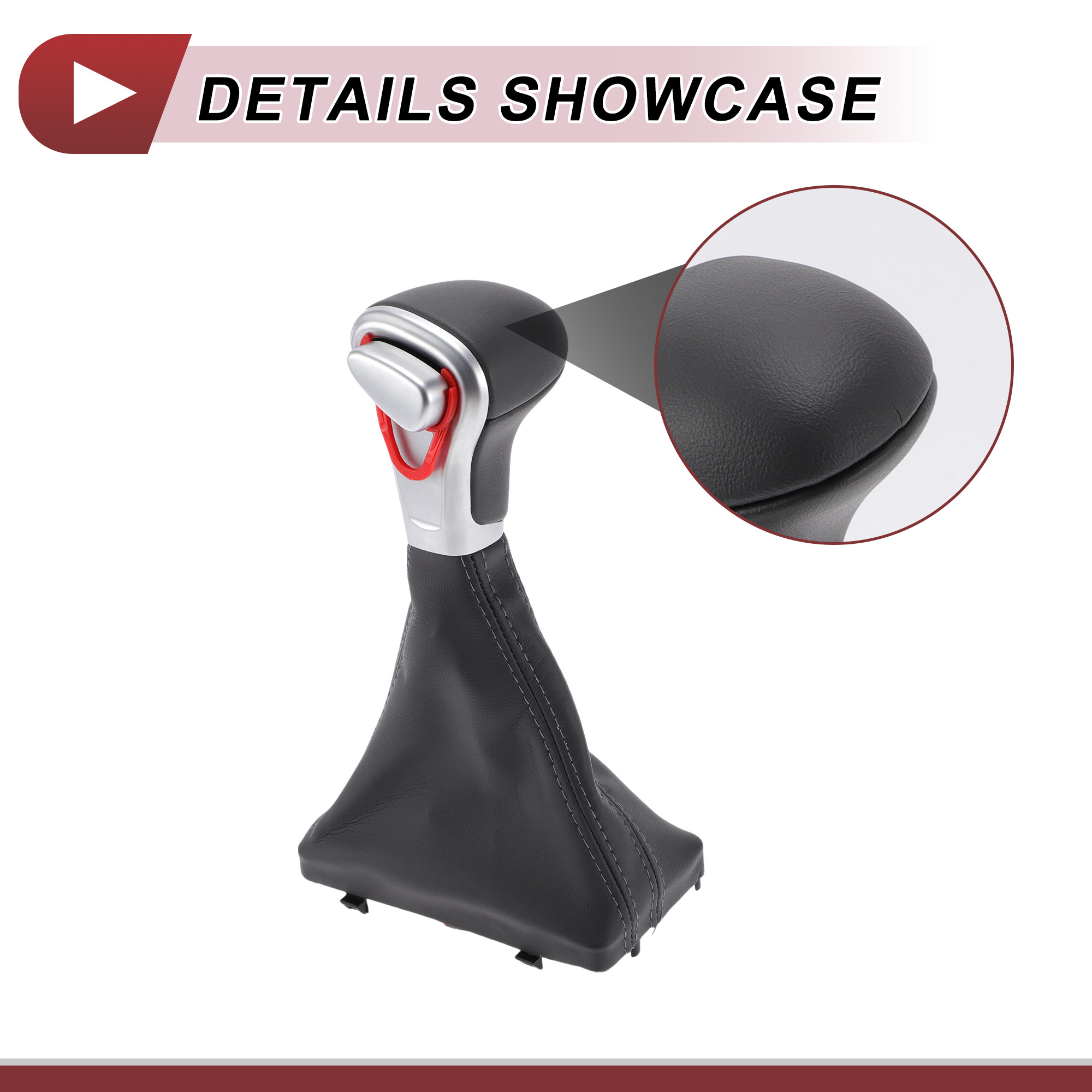 Unique Bargains Gear Shift Knob with Cover Automatic Stick Shifter Knob for Audi A4 2009-2014 Plastic Faux Leather Gray