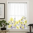 thumbnail image 4 of Yellow Spring Floral Semi Sheer Curtains Drapes for Living Room,Bedroom,French Doors Window 96 Inches Long,Watercolor Summer Botanical Elegant Rod Pocket Chiffon Curtain Drapery Voile Drape Panel, 4 of 6